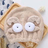 Quick Dry Hair Hat Elastic Strong Water Absorption Fine Fiber Skin Friendly Cartoon Hair Drying Towel Camel