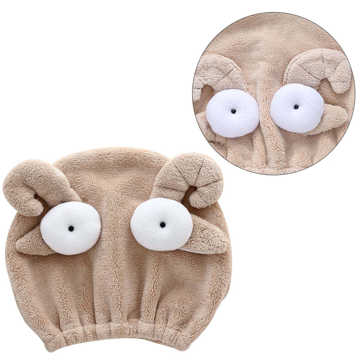 Quick Dry Hair Hat Elastic Strong Water Absorption Fine Fiber Skin Friendly Cartoon Hair Drying Towel Camel