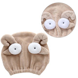 Quick Dry Hair Hat Elastic Strong Water Absorption Fine Fiber Skin Friendly Cartoon Hair Drying Towel Camel