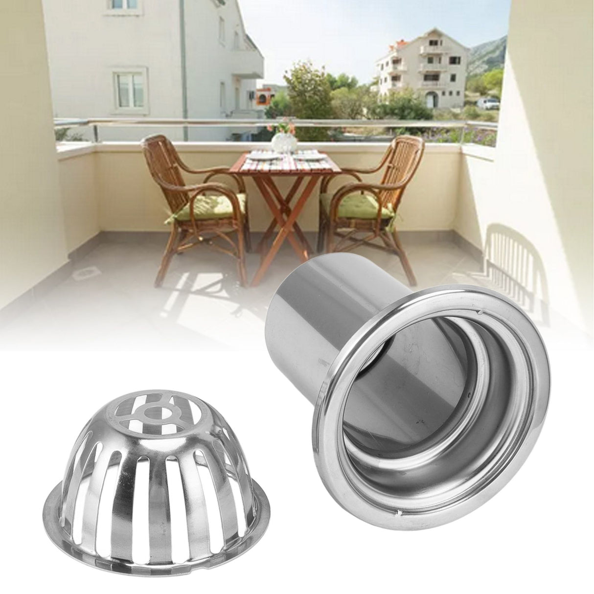 Roof Floor Drain Stainless Steel Non Blocking Balcony Outdoor Rain Bucket Drainage Parts Round 4in