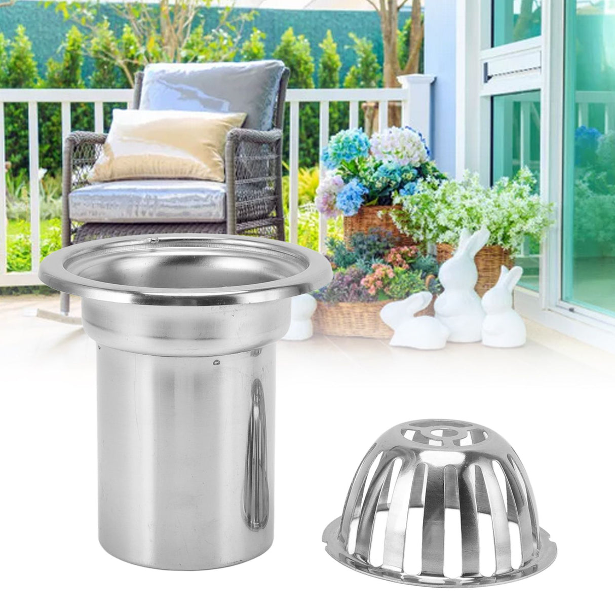 Roof Floor Drain Stainless Steel Non Blocking Balcony Outdoor Rain Bucket Drainage Parts Round 4in