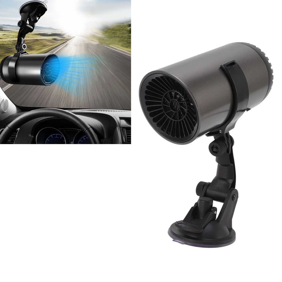 Car Heater Front Windshield Defogging Heater Defroster Car Air Purifying Heater 12V with Suction Cup Bracket