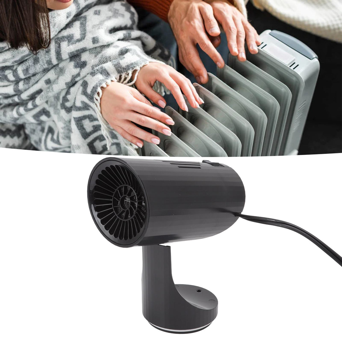 Black Portable Car Heater Quick Heating Automatic Overheat Protection Car Windshield Defroster 150W 24V