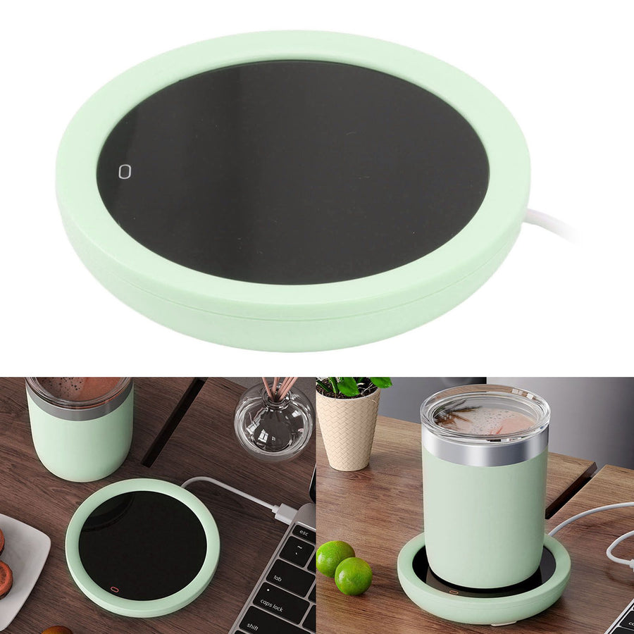 USB Coffee Mug Warmer Electric Gravity Switch 55 Celsius Degree Milk Heating Plate for Office Green