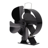 Heat Powered Stove Fan Aluminum Alloy 4 Blades Strong Wind Fireplace Fan for Home - Front View