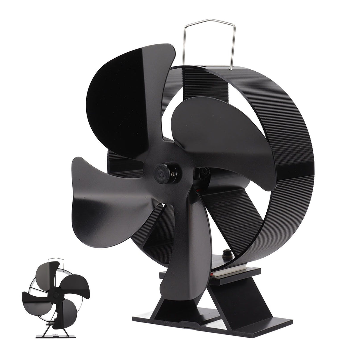 Heat Powered Stove Fan Aluminum Alloy 4 Blades Strong Wind Fireplace Fan for Home