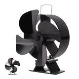 Heat Powered Stove Fan Aluminum Alloy 4 Blades Strong Wind Fireplace Fan for Home - Close-Up Angle