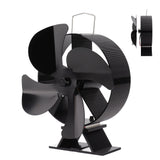 Heat Powered Stove Fan Aluminum Alloy 4 Blades Strong Wind Fireplace Fan for Home - Low Angle