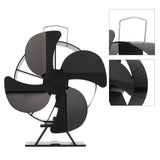 Heat Powered Stove Fan Aluminum Alloy 4 Blades Strong Wind Fireplace Fan for Home