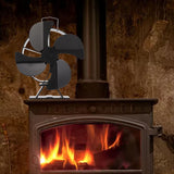 Heat Powered Stove Fan Aluminum Alloy 4 Blades Strong Wind Fireplace Fan for Home - Extra Image