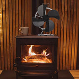 Heat Powered Stove Fan Aluminum Alloy 4 Blades Strong Wind Fireplace Fan for Home