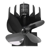 4 Blade Fireplace Fan Aluminium Alloy Heat Powered High Temperature Resistant Stove Fan for Home
