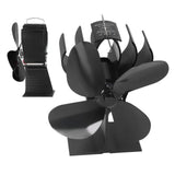 4 Blade Fireplace Fan Aluminium Alloy Heat Powered High Temperature Resistant Stove Fan for Home - Low Angle