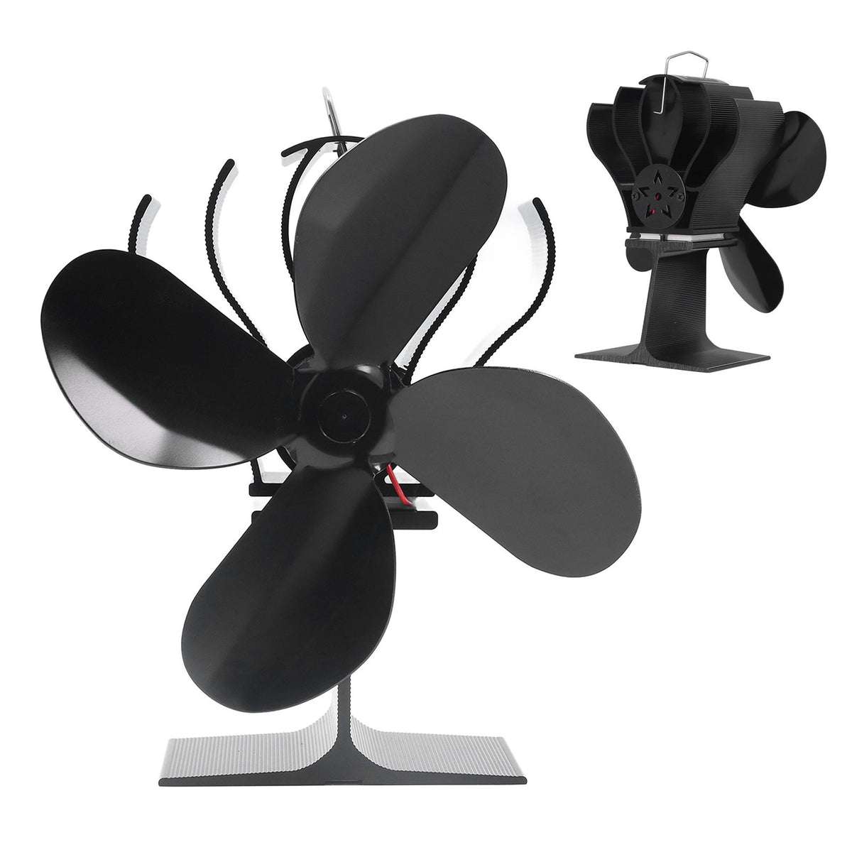 4 Blade Fireplace Fan Aluminium Alloy Heat Powered High Temperature Resistant Stove Fan for Home