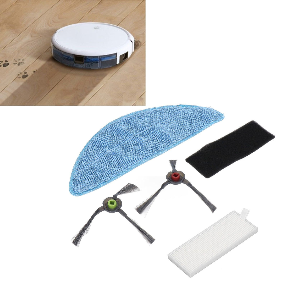 Robot Cleaner Rag Filter Set Replaceable Reusable Robot Cleaner Side Brush Set for Yeedi K600 K700 K680