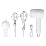Cordless Electric Hand Mixer USB Rechargable Handheld Eggbeater Electric Milk Frother with 2 Stir Sticks for Home White