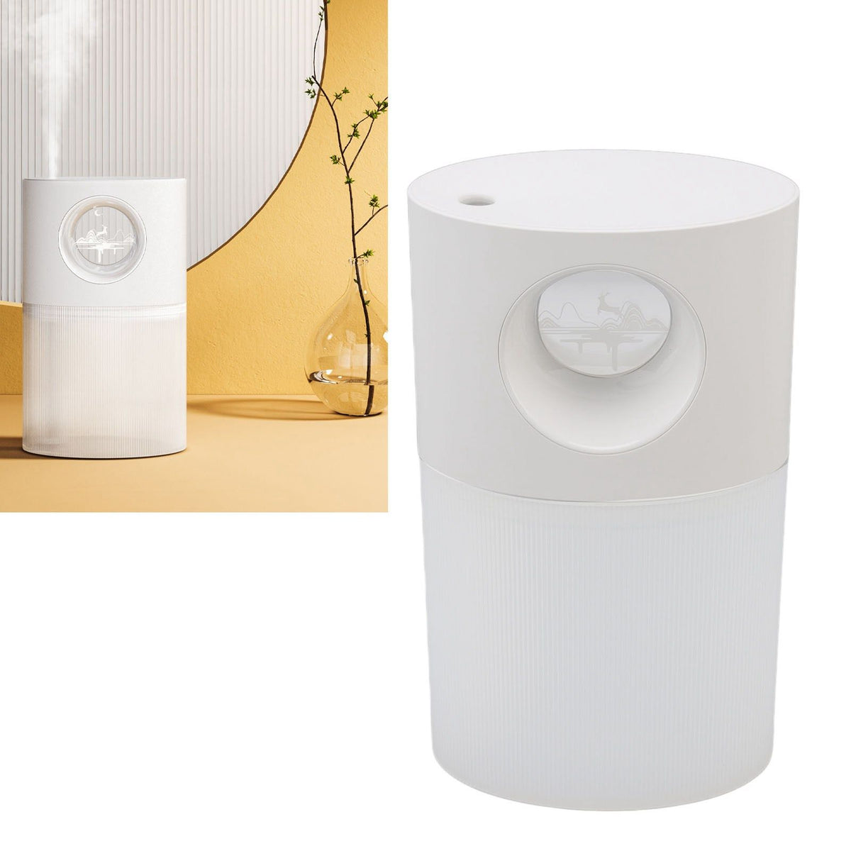 Mini Humidifier Quiet USB Rechargeable Fine Mist Portable Desktop Humidifier with Night Light for Home Office 350ml White