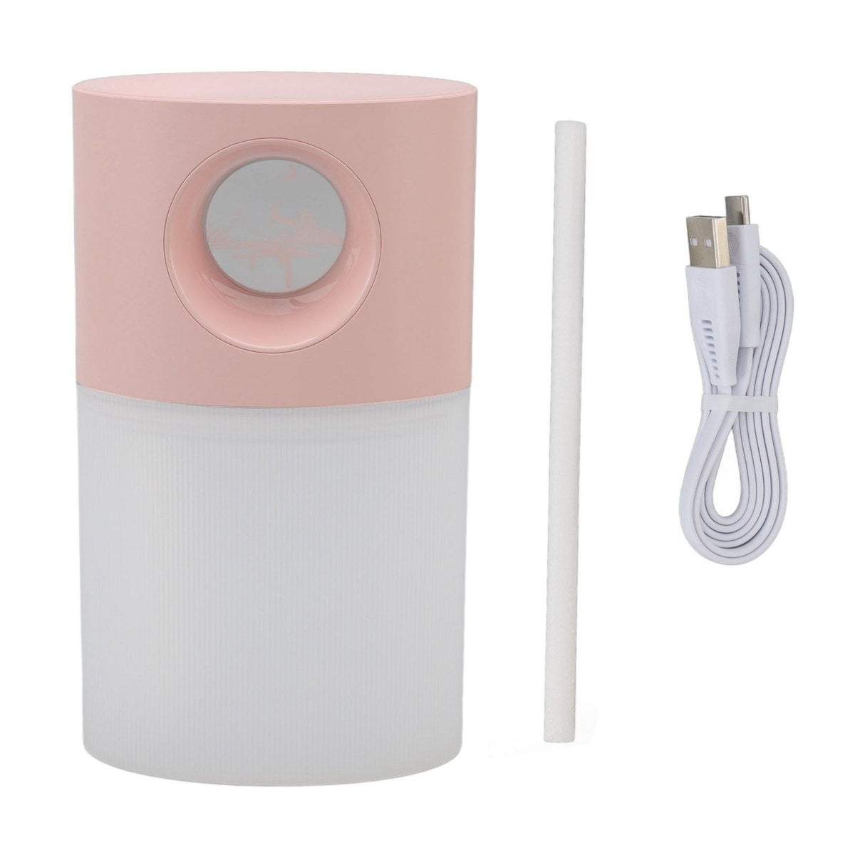 Mini Humidifier Quiet USB Rechargeable Fine Mist Portable Desktop Humidifier with Night Light for Home Office 350ml Pink