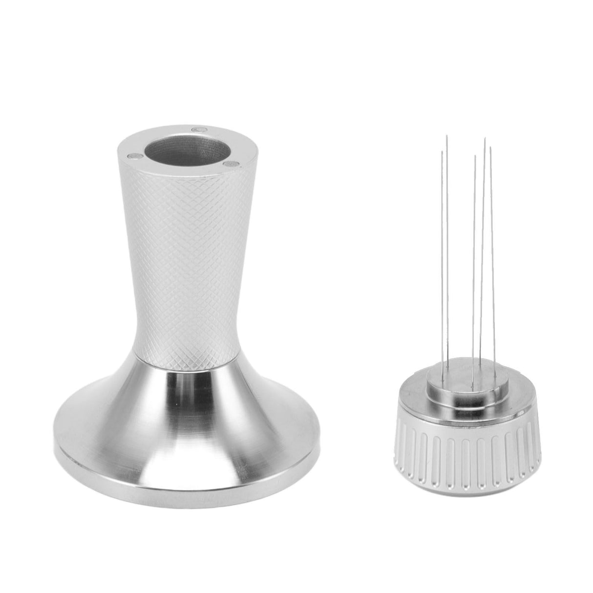 Coffee Tamper Stirrer Set Stainless Steel 2 in 1 58.3mm Coffee Tamper Distribution Needle for Kitchen Silver