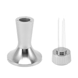 Coffee Tamper Stirrer Set Stainless Steel 2 in 1 58.3mm Coffee Tamper Distribution Needle for Kitchen Silver