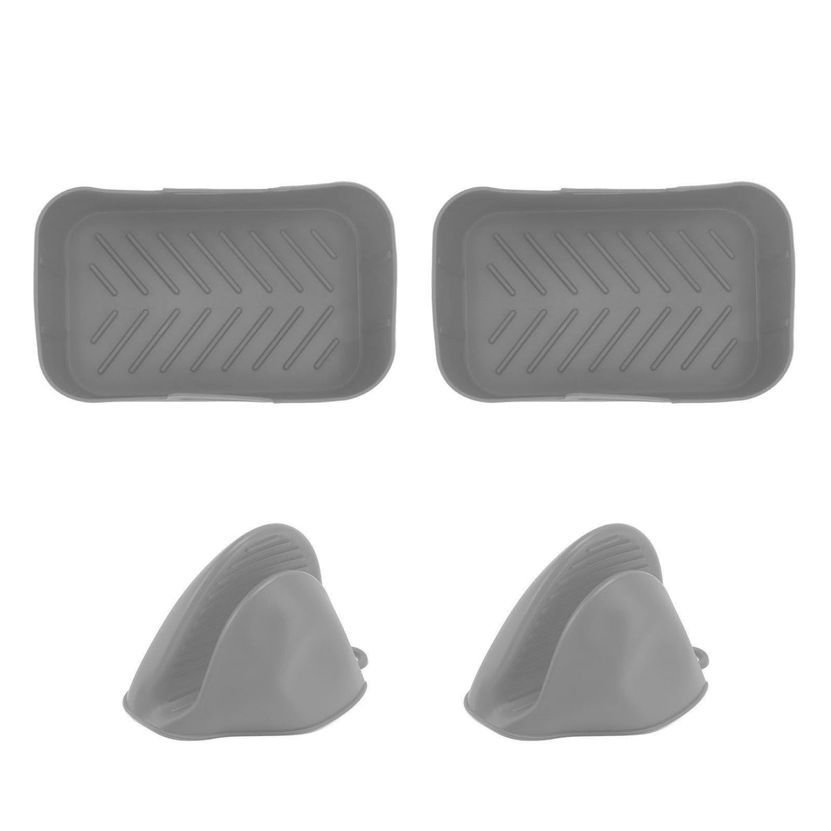 2Set Rectangular Fryer Silicone Pot Fryer Silicone Liners Rectangular Basket for Ninja DZ201 Foodi 8QT Grey