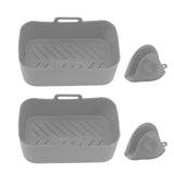 2Set Rectangular Fryer Silicone Pot Fryer Silicone Liners Rectangular Basket for Ninja DZ201 Foodi 8QT Grey - 45-Degree Angle