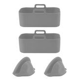 2Set Rectangular Fryer Silicone Pot Fryer Silicone Liners Rectangular Basket for Ninja DZ201 Foodi 8QT Grey