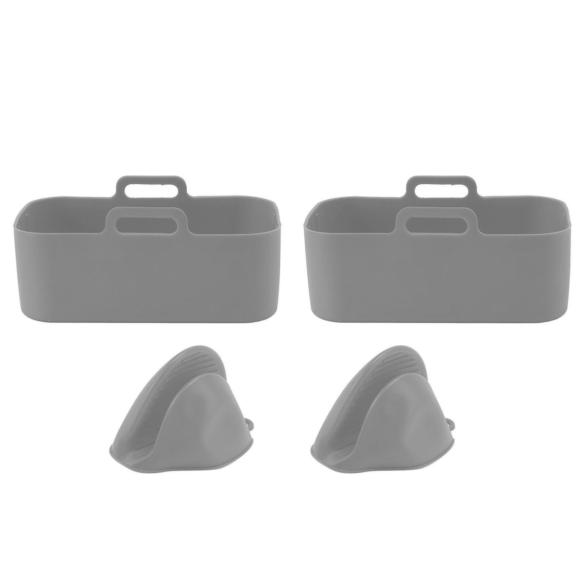 2Set Rectangular Fryer Silicone Pot Fryer Silicone Liners Rectangular Basket for Ninja DZ201 Foodi 8QT Grey