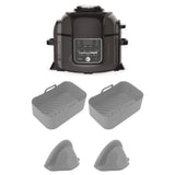 2Set Rectangular Fryer Silicone Pot Fryer Silicone Liners Rectangular Basket for Ninja DZ201 Foodi 8QT Grey