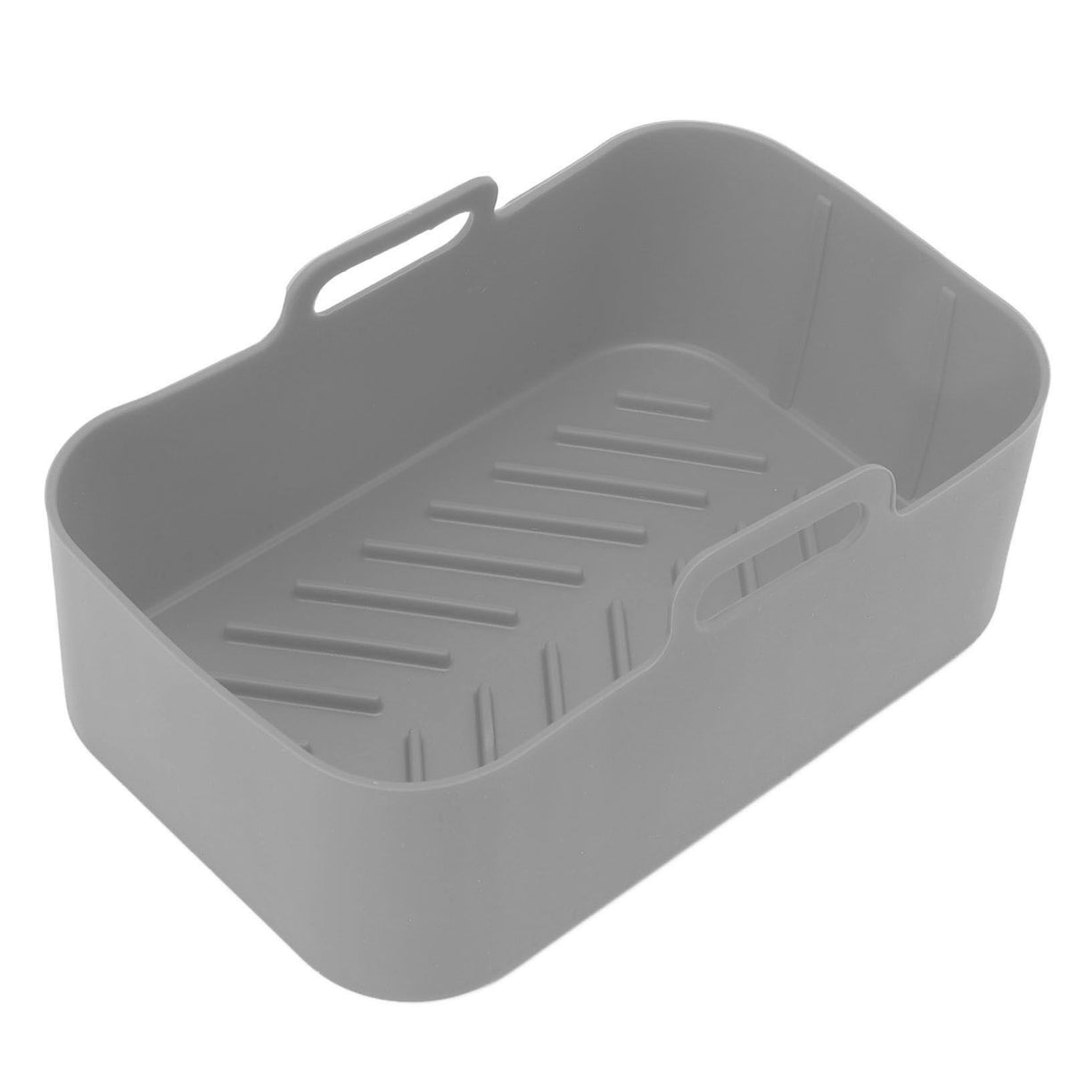 2Set Rectangular Fryer Silicone Pot Fryer Silicone Liners Rectangular Basket for Ninja DZ201 Foodi 8QT Grey