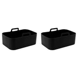 2 Sets Kitchen Fryer Silicone Basket and Mat Reusable Non Stick Rectangular Air Oven Accessories for Ninja DZ201 Foodi 8QT Black