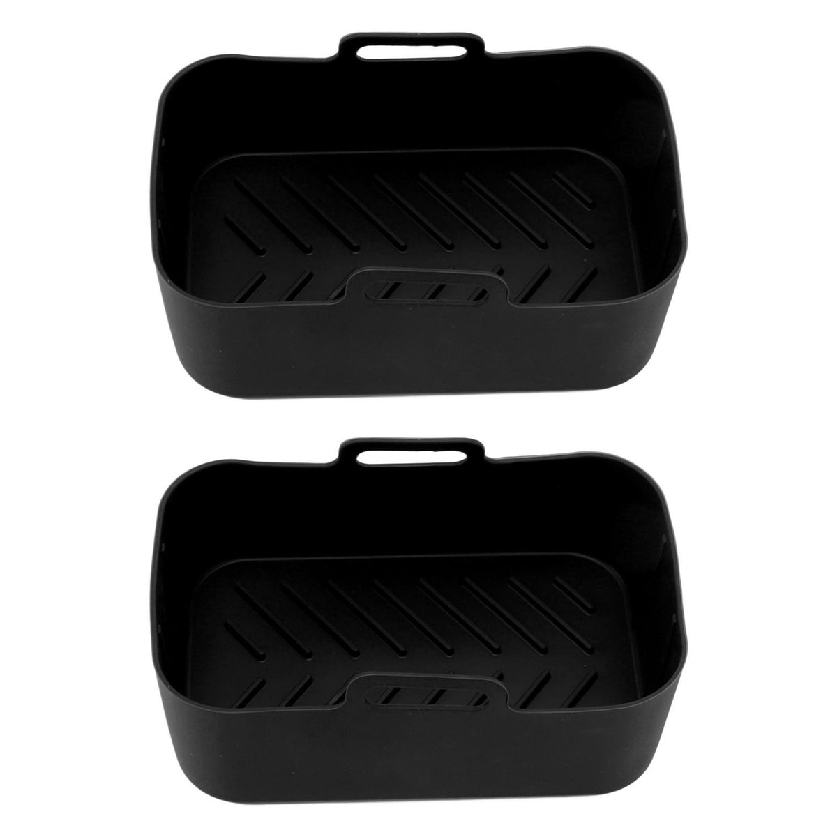 2 Sets Kitchen Fryer Silicone Basket and Mat Reusable Non Stick Rectangular Air Oven Accessories for Ninja DZ201 Foodi 8QT Black