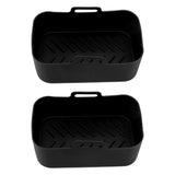 2 Sets Kitchen Fryer Silicone Basket and Mat Reusable Non Stick Rectangular Air Oven Accessories for Ninja DZ201 Foodi 8QT Black
