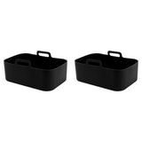 2 Sets Kitchen Fryer Silicone Basket and Mat Reusable Non Stick Rectangular Air Oven Accessories for Ninja DZ201 Foodi 8QT Black - Top-Down View