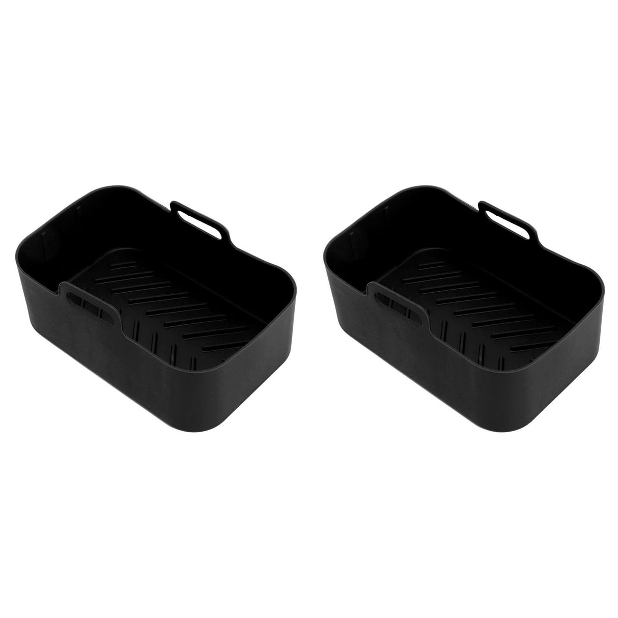 2 Sets Kitchen Fryer Silicone Basket and Mat Reusable Non Stick Rectangular Air Oven Accessories for Ninja DZ201 Foodi 8QT Black