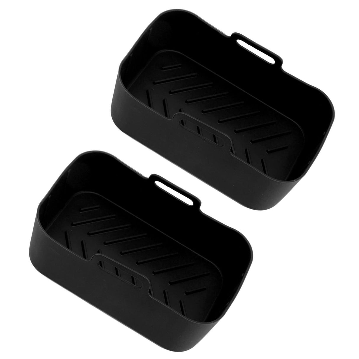 2 Sets Kitchen Fryer Silicone Basket and Mat Reusable Non Stick Rectangular Air Oven Accessories for Ninja DZ201 Foodi 8QT Black