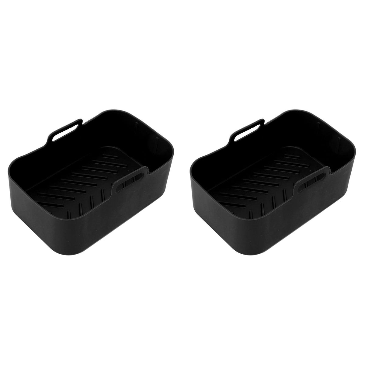 2 Sets Kitchen Fryer Silicone Basket and Mat Reusable Non Stick Rectangular Air Oven Accessories for Ninja DZ201 Foodi 8QT Black