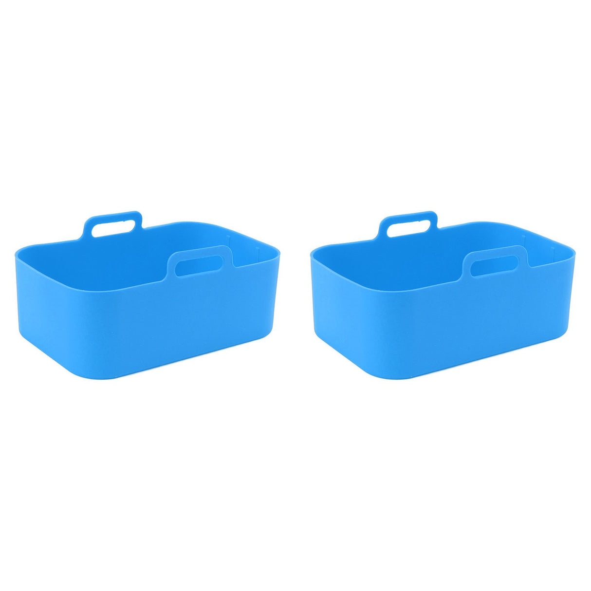 2 Sets Kitchen Fryer Silicone Basket and Mat Reusable Non Stick Rectangular Air Oven Accessories for Ninja DZ201 Foodi 8QT Blue