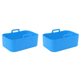 2 Sets Kitchen Fryer Silicone Basket and Mat Reusable Non Stick Rectangular Air Oven Accessories for Ninja DZ201 Foodi 8QT Blue