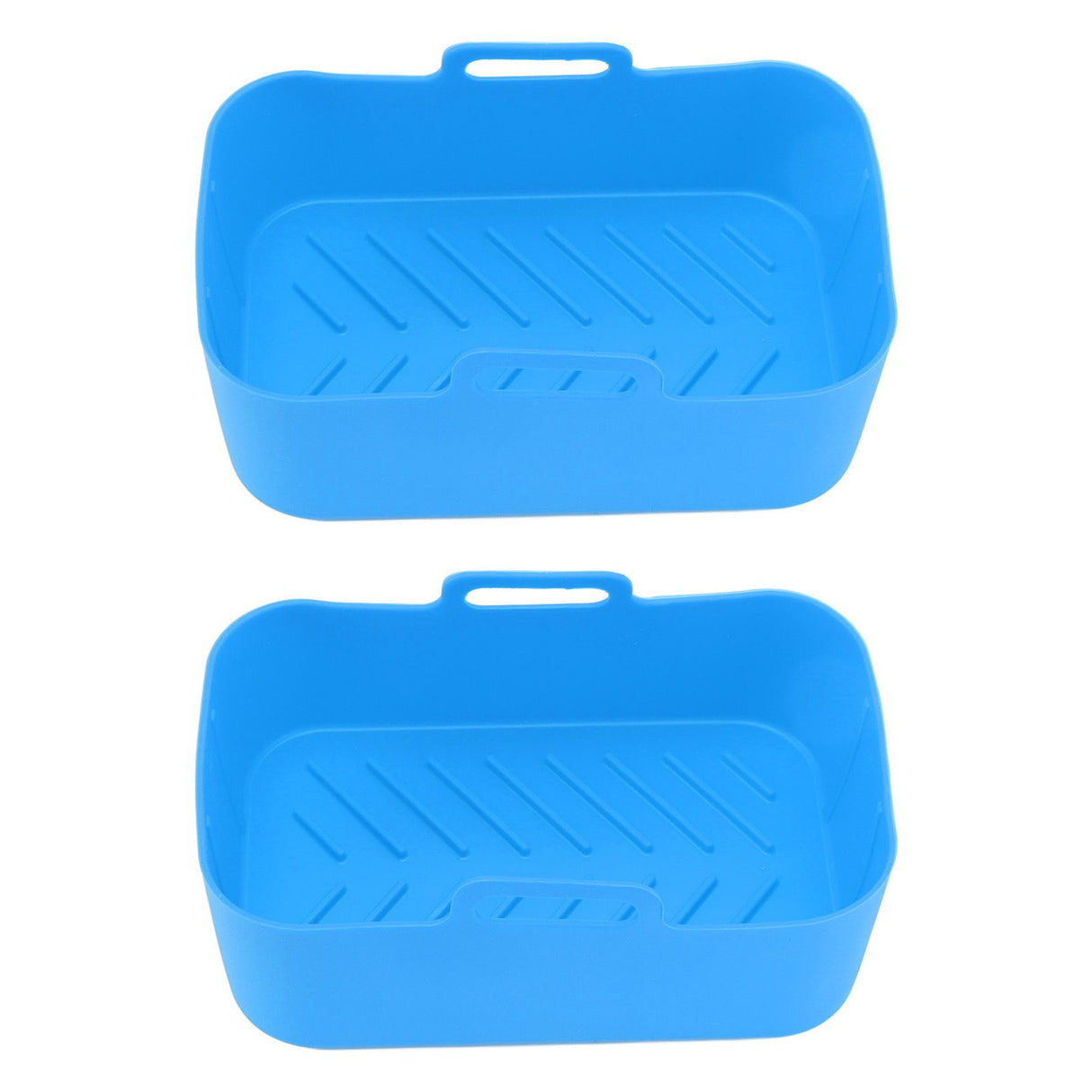 2 Sets Kitchen Fryer Silicone Basket and Mat Reusable Non Stick Rectangular Air Oven Accessories for Ninja DZ201 Foodi 8QT Blue