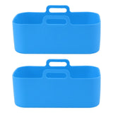 2 Sets Kitchen Fryer Silicone Basket and Mat Reusable Non Stick Rectangular Air Oven Accessories for Ninja DZ201 Foodi 8QT Blue