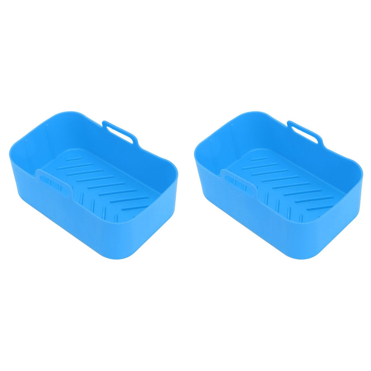 2 Sets Kitchen Fryer Silicone Basket and Mat Reusable Non Stick Rectangular Air Oven Accessories for Ninja DZ201 Foodi 8QT Blue