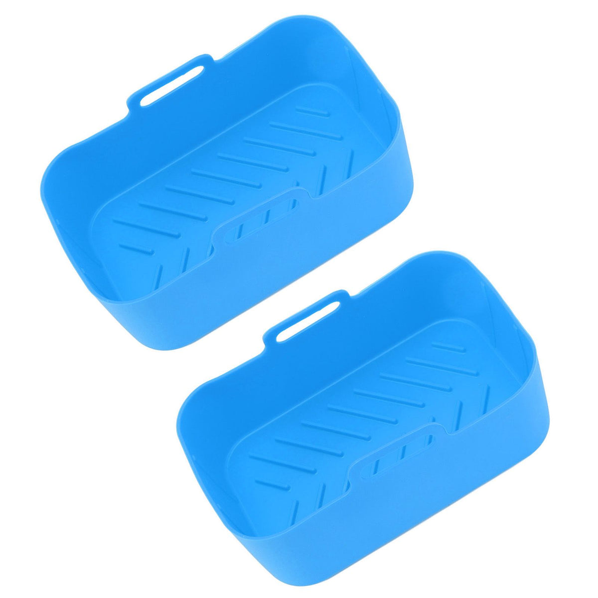 2 Sets Kitchen Fryer Silicone Basket and Mat Reusable Non Stick Rectangular Air Oven Accessories for Ninja DZ201 Foodi 8QT Blue