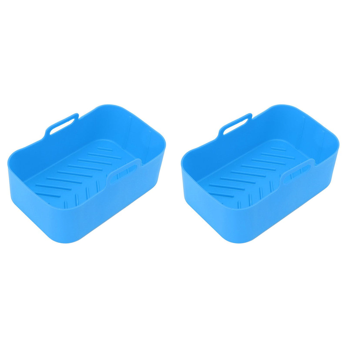 2 Sets Kitchen Fryer Silicone Basket and Mat Reusable Non Stick Rectangular Air Oven Accessories for Ninja DZ201 Foodi 8QT Blue
