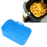 2 Sets Kitchen Fryer Silicone Basket and Mat Reusable Non Stick Rectangular Air Oven Accessories for Ninja DZ201 Foodi 8QT Blue