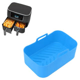 2 Sets Kitchen Fryer Silicone Basket and Mat Reusable Non Stick Rectangular Air Oven Accessories for Ninja DZ201 Foodi 8QT Blue