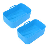 2pcs Fryer Silicone Basket Nonstick High Temperature Resistanc Fryer Liner with Brush for Ninja DZ201 Foodi 8QT Blue