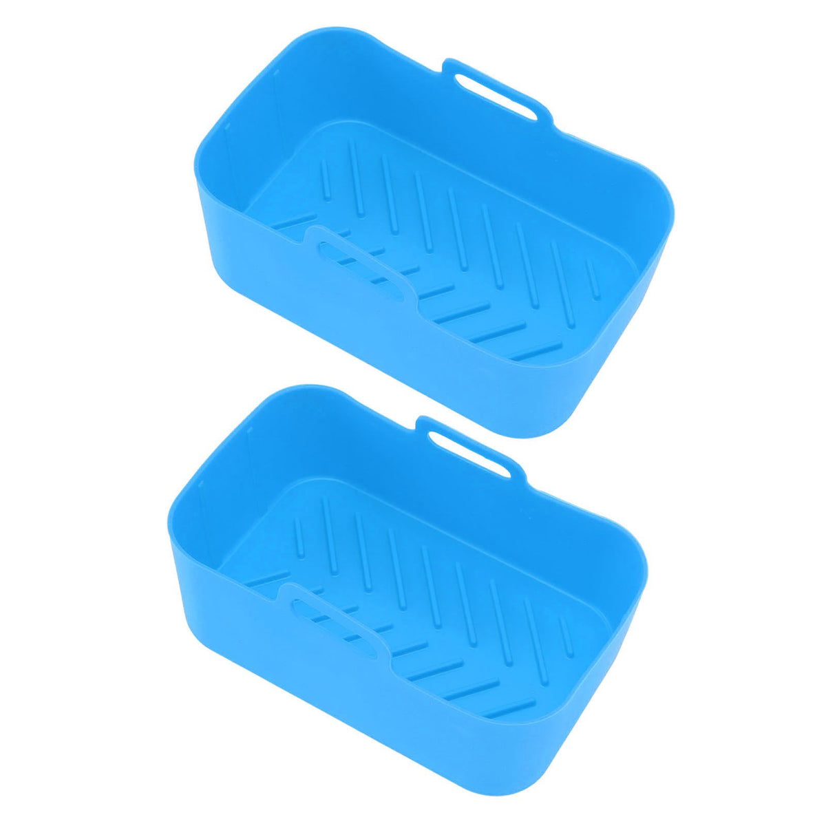 2pcs Fryer Silicone Basket Nonstick High Temperature Resistanc Fryer Liner with Brush for Ninja DZ201 Foodi 8QT Blue