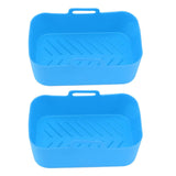 2pcs Fryer Silicone Basket Nonstick High Temperature Resistanc Fryer Liner with Brush for Ninja DZ201 Foodi 8QT Blue