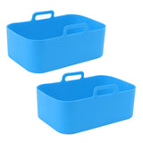2pcs Fryer Silicone Basket Nonstick High Temperature Resistanc Fryer Liner with Brush for Ninja DZ201 Foodi 8QT Blue